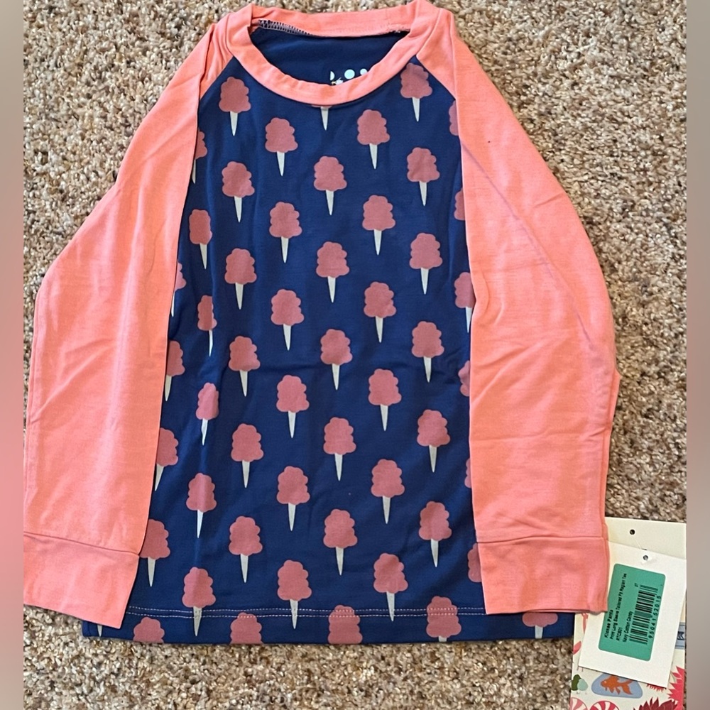 NWT Girls’ Long Sleeve Tailored Fit Raglan Tee in Navy Cotton Candy (Size 3T) - Picture 3 of 9